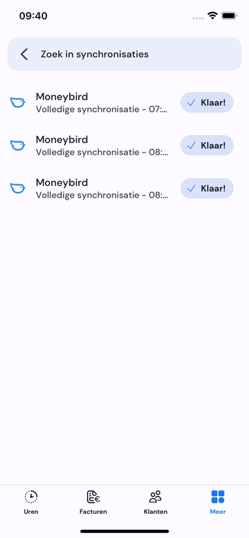Overzicht van boekhoudkoppelingen op mobiel