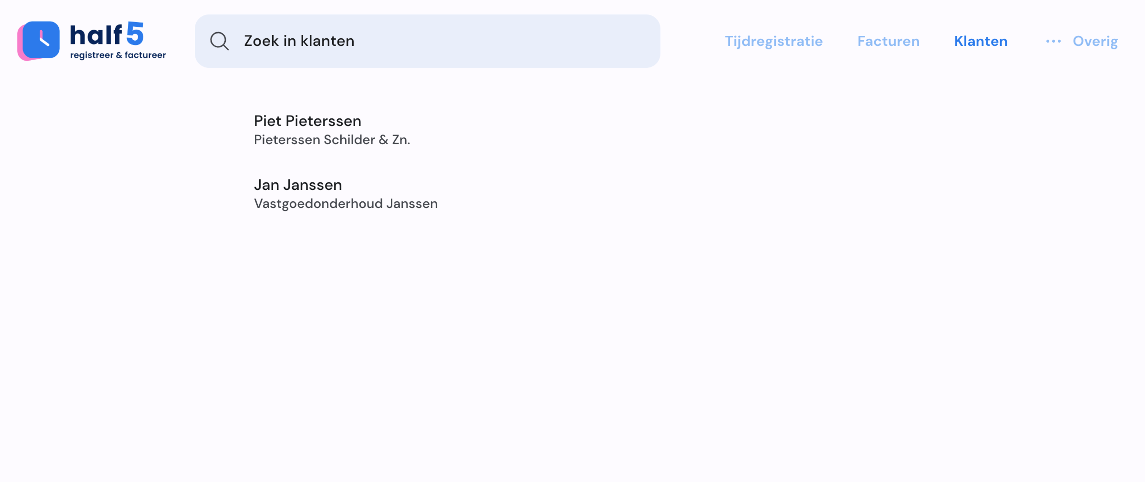 Overzicht van contacts op desktop