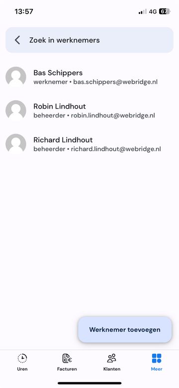 Overzicht van werknemers op mobiel