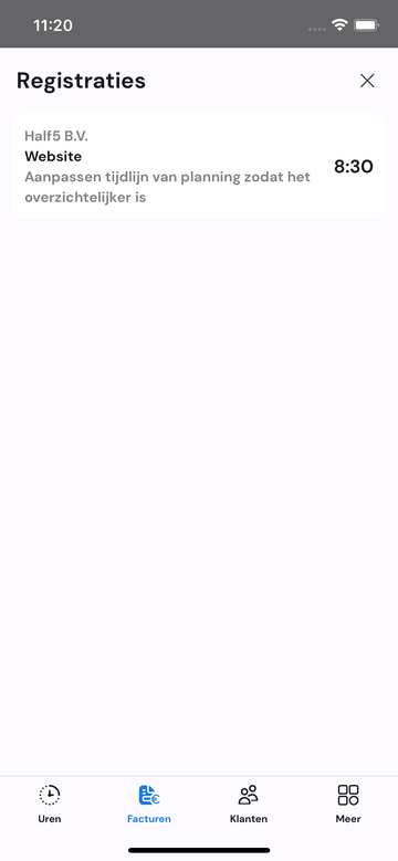 Detailscherm van uren via het scherm van uren goedkeuren op mobiel