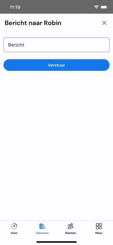 Scherm om een bericht te verzenden naar de werknemer op mobiel