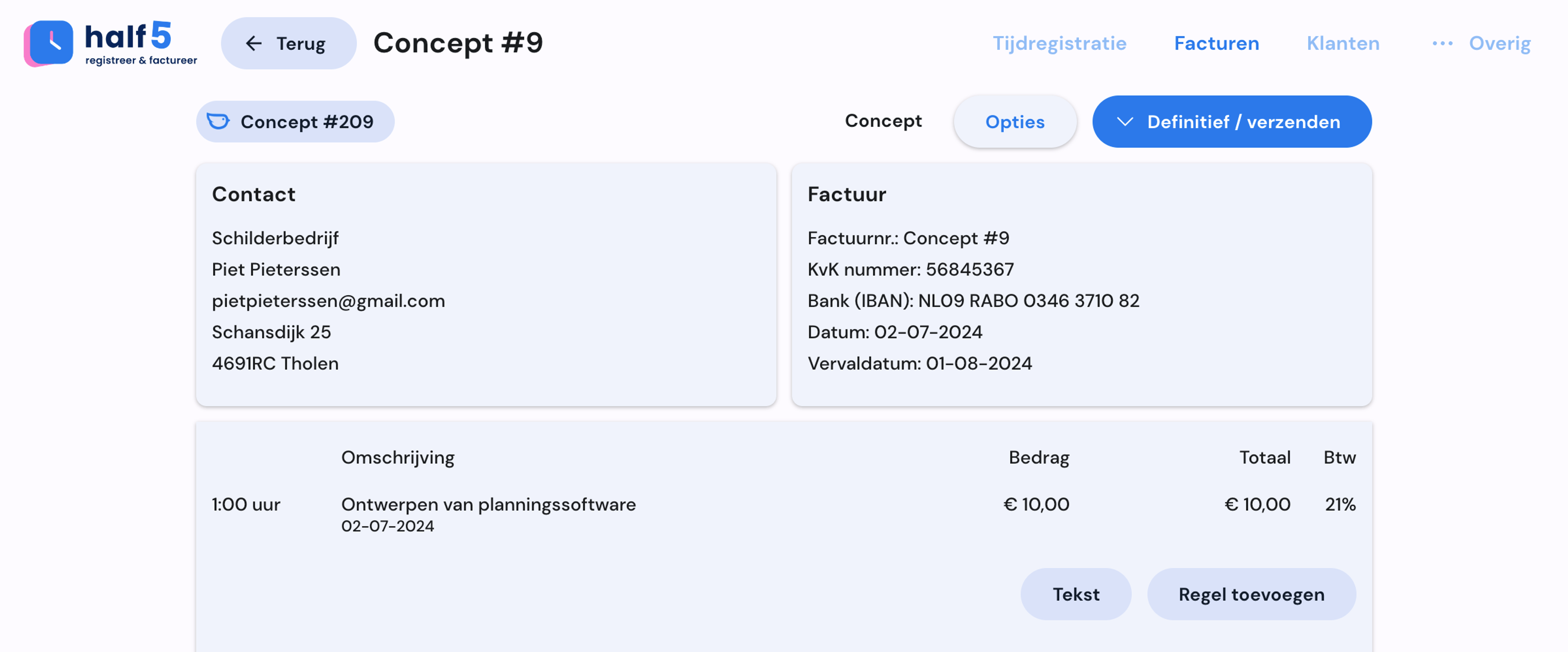 Overzicht van contacts op desktop