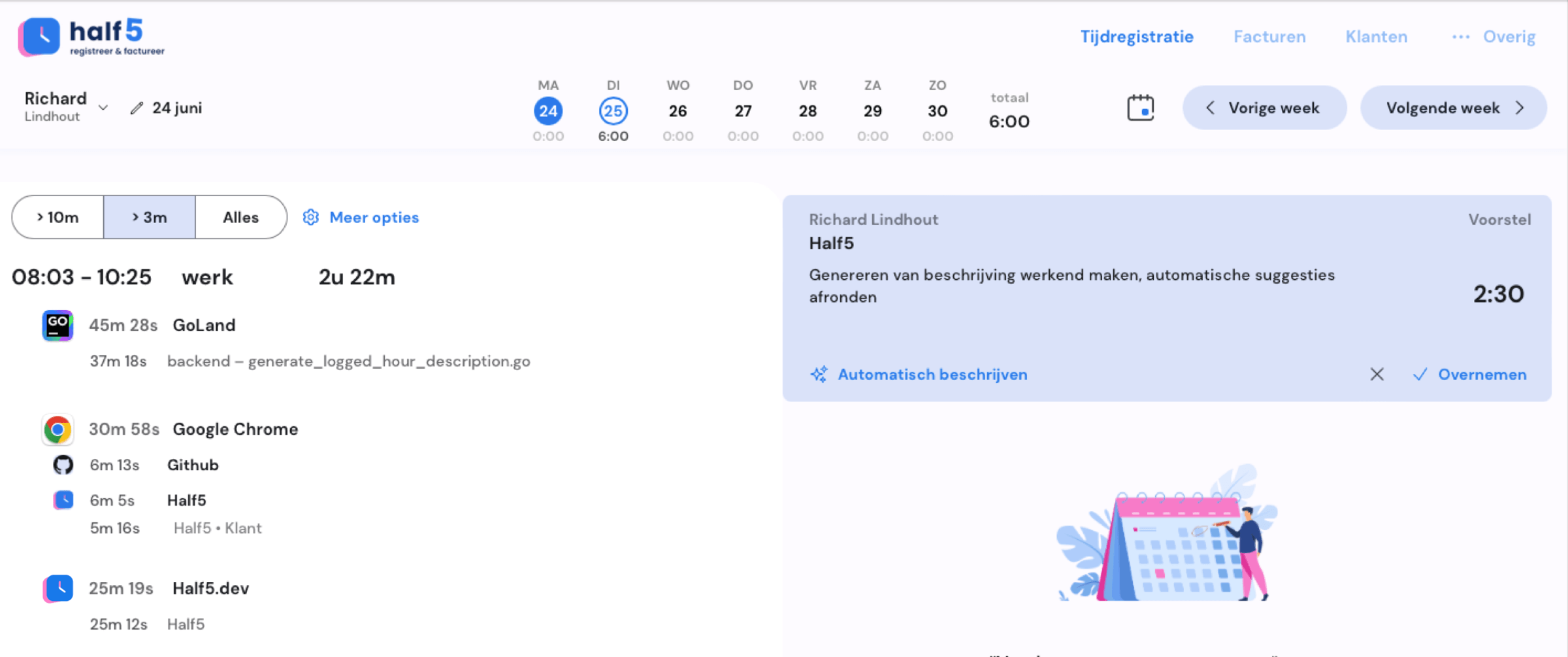 Overzicht van de tijdlijn met suggesties op basis van internet activiteit